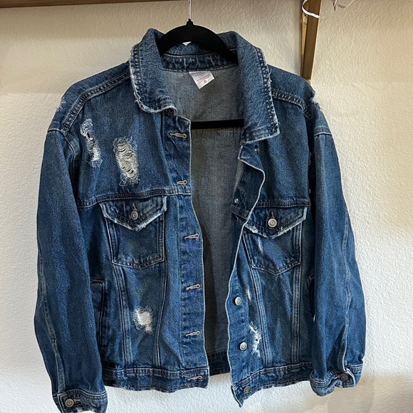 No Boundaries Jackets & Blazers - No Boundaries Distressed Blue Denim Jacket
